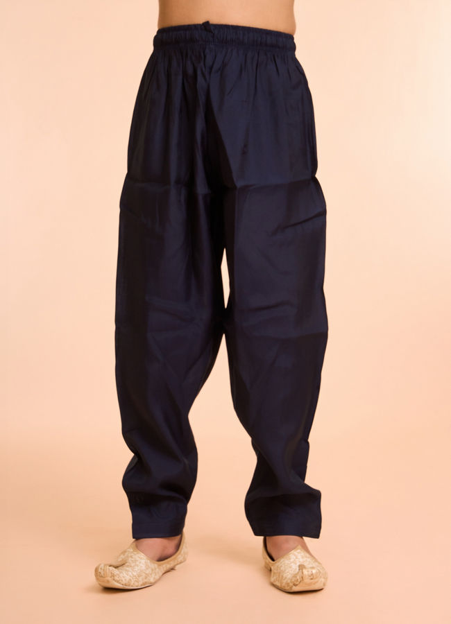 Manyavar Boys Elegant Dark Blue Kurta Pajama