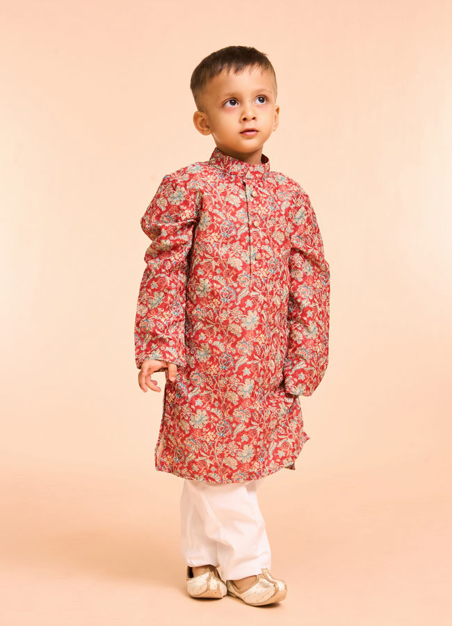 Manyavar Boys Rust Radiance Kurta Pajama