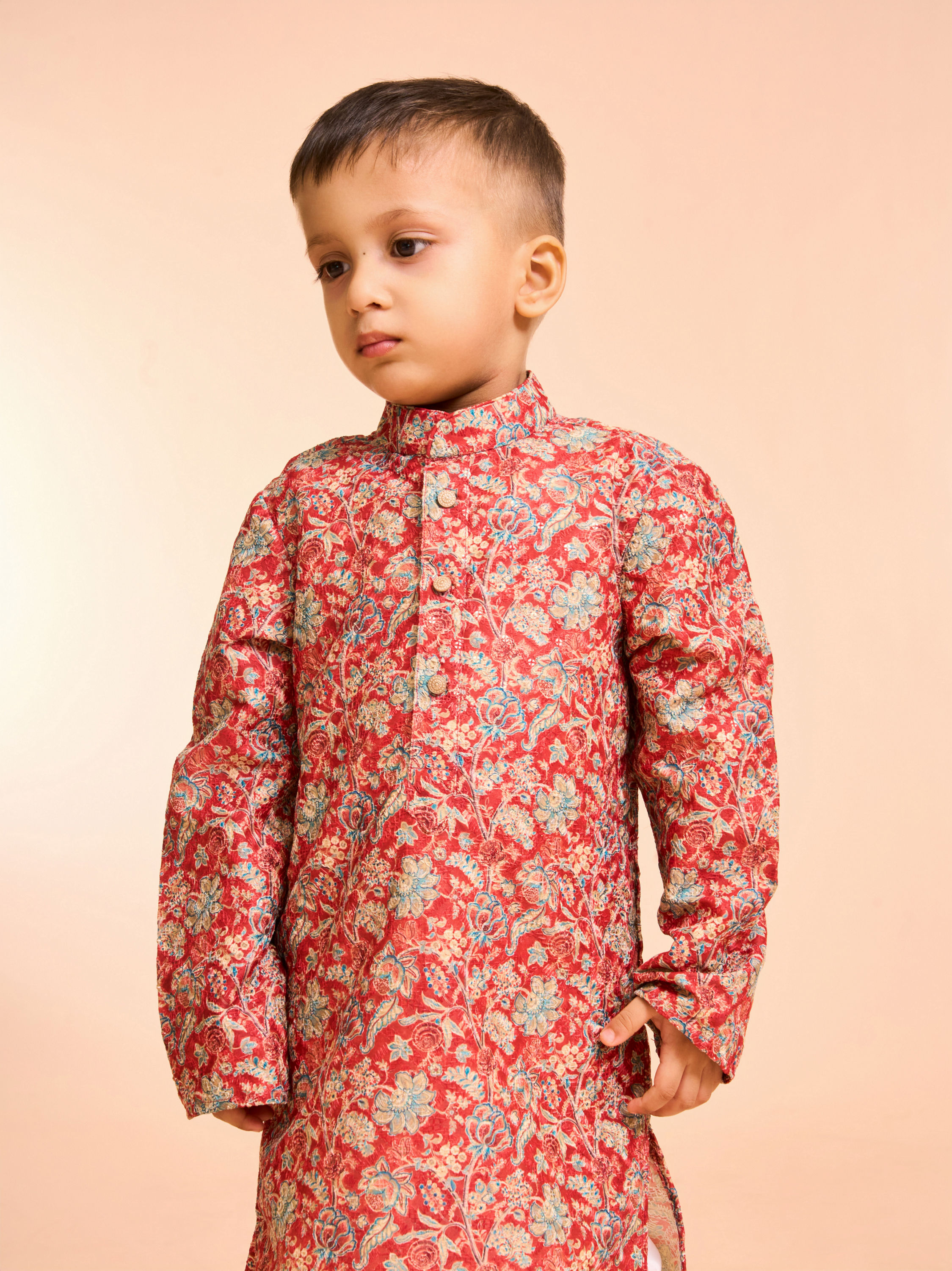 Manyavar Boys Rust Radiance Kurta Pajama