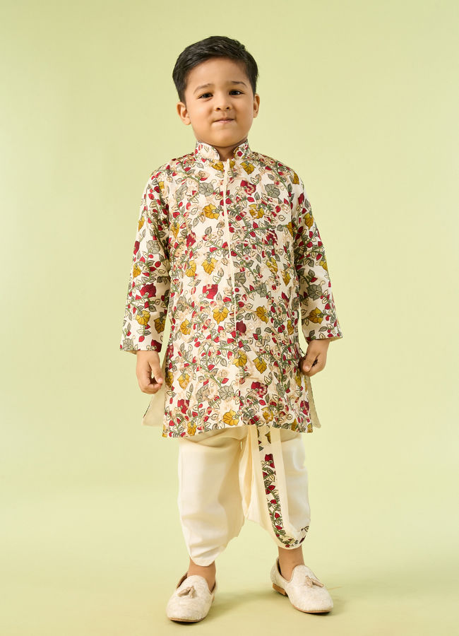 Manyavar Boys Cream Hued Kurta Pajama