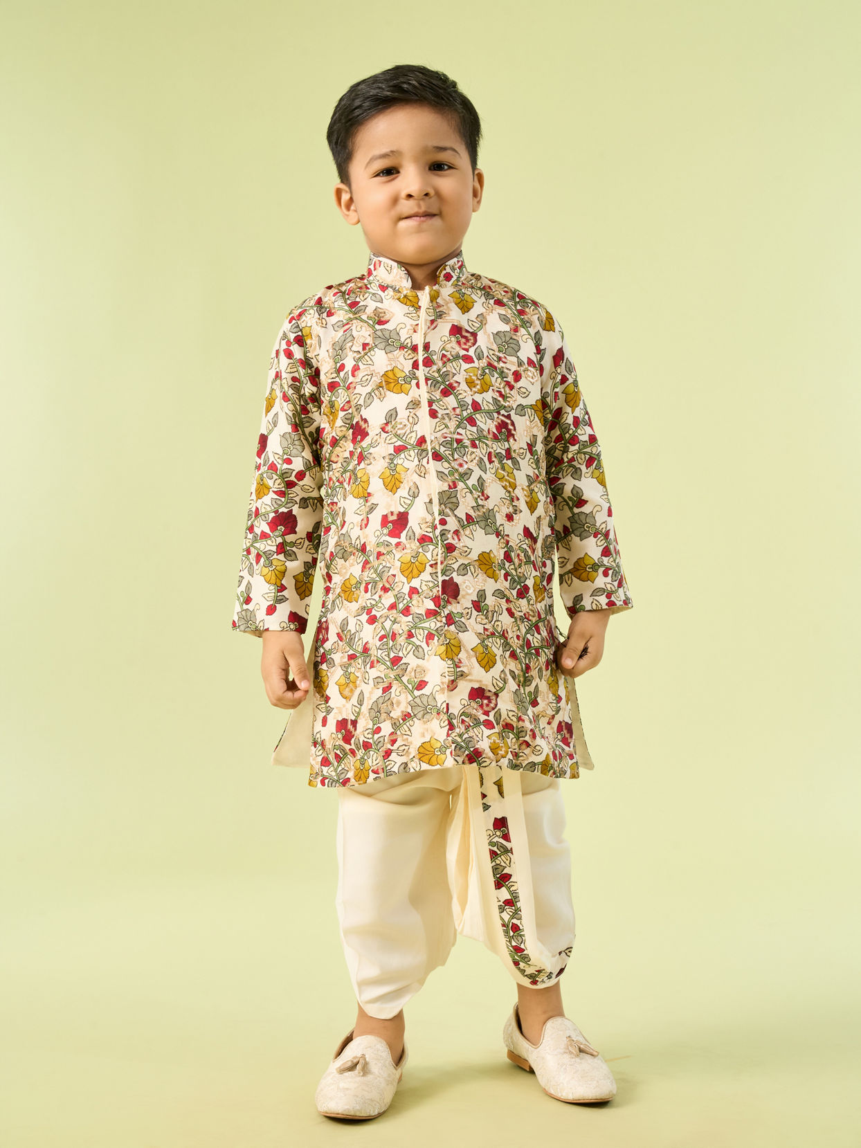 Manyavar Boys Cream Hued Kurta Pajama
