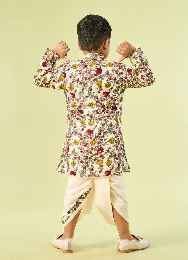 Manyavar Boys Cream Hued Kurta Pajama