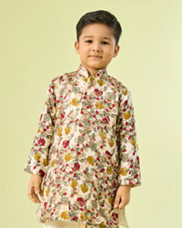 Manyavar Boys Cream Hued Kurta Pajama