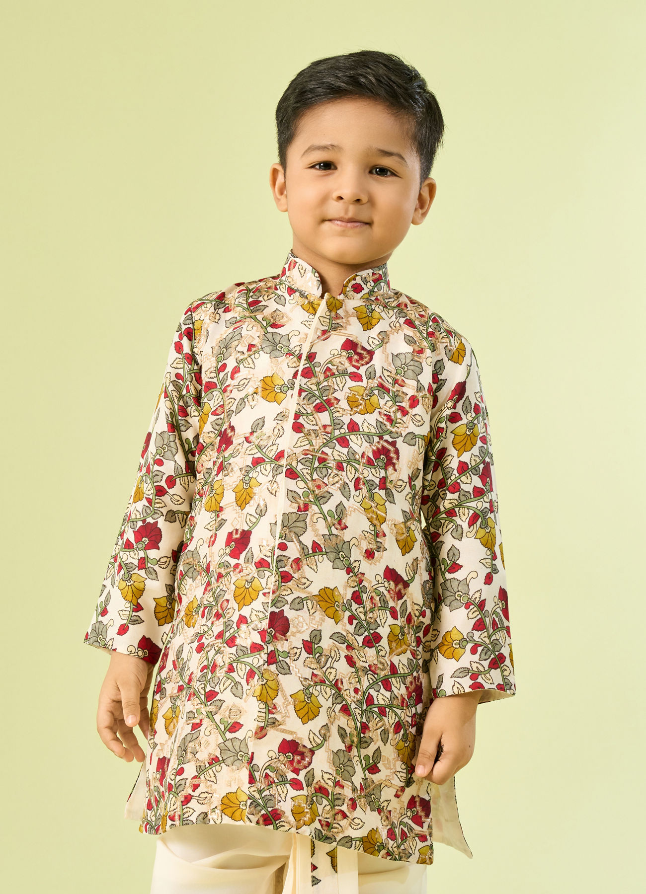Manyavar Boys Cream Hued Kurta Pajama