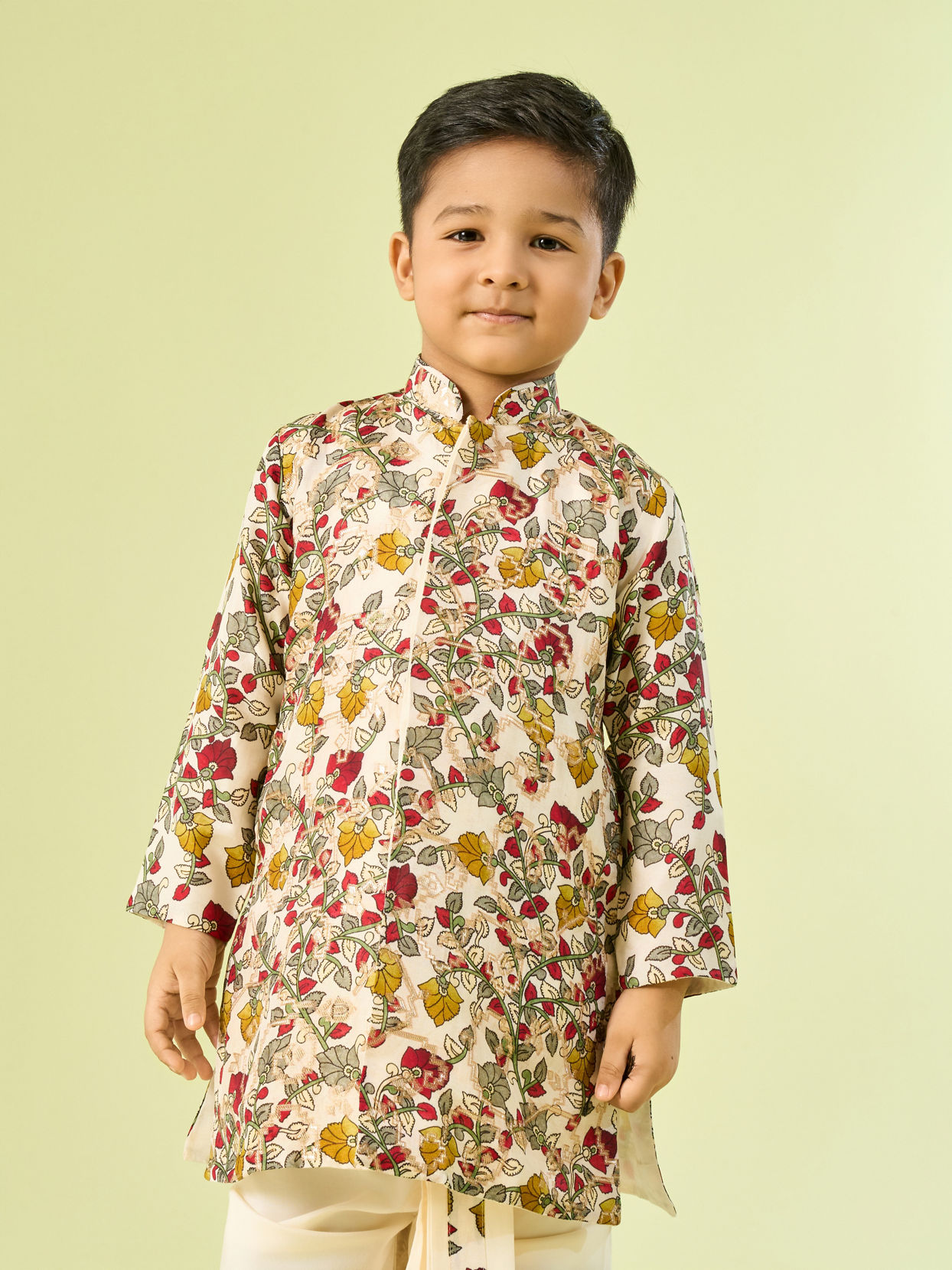 Manyavar Boys Cream Hued Kurta Dhoti