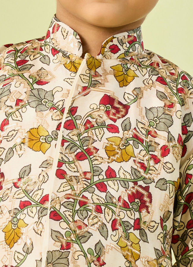 Manyavar Boys Cream Hued Kurta Dhoti