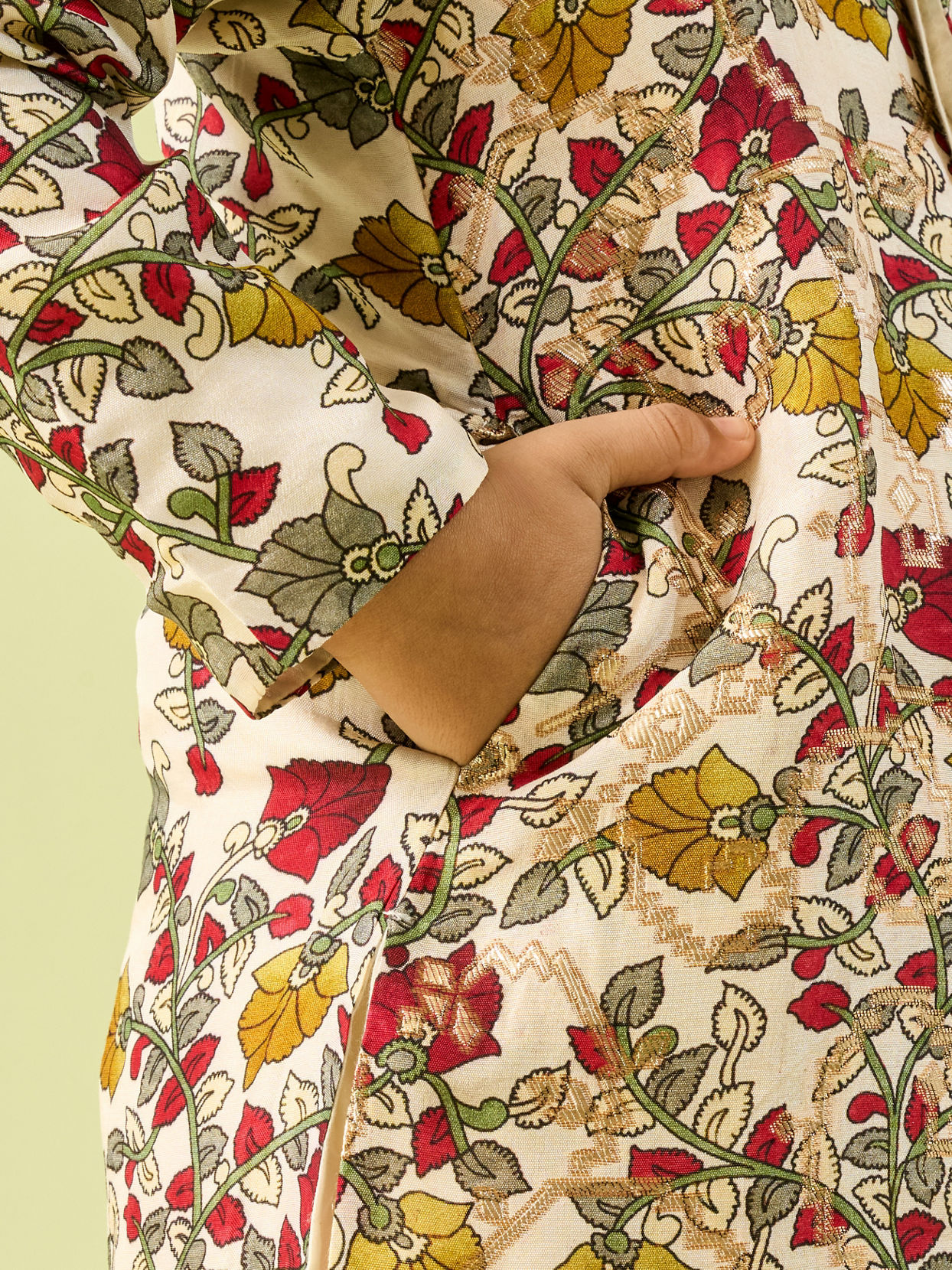 Manyavar Boys Cream Hued Kurta Pajama