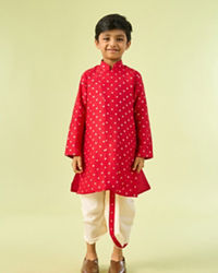 Manyavar Boys Radiant Rust Kurta Dhoti