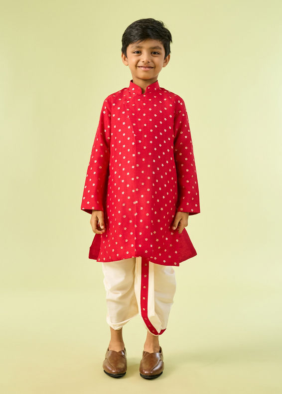Manyavar Boys Radiant Rust Kurta Dhoti