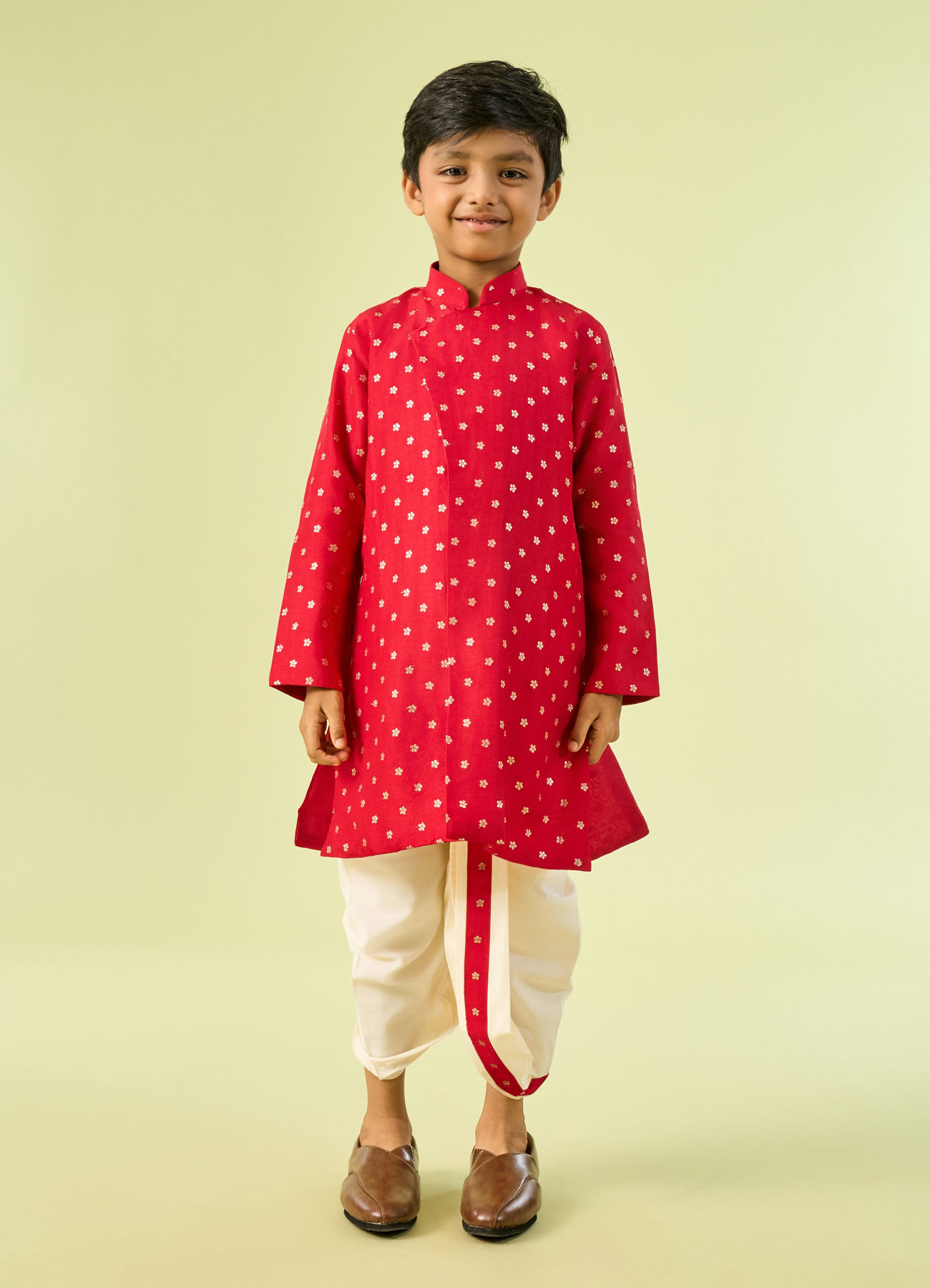 Manyavar Boys Radiant Rust Kurta Dhoti