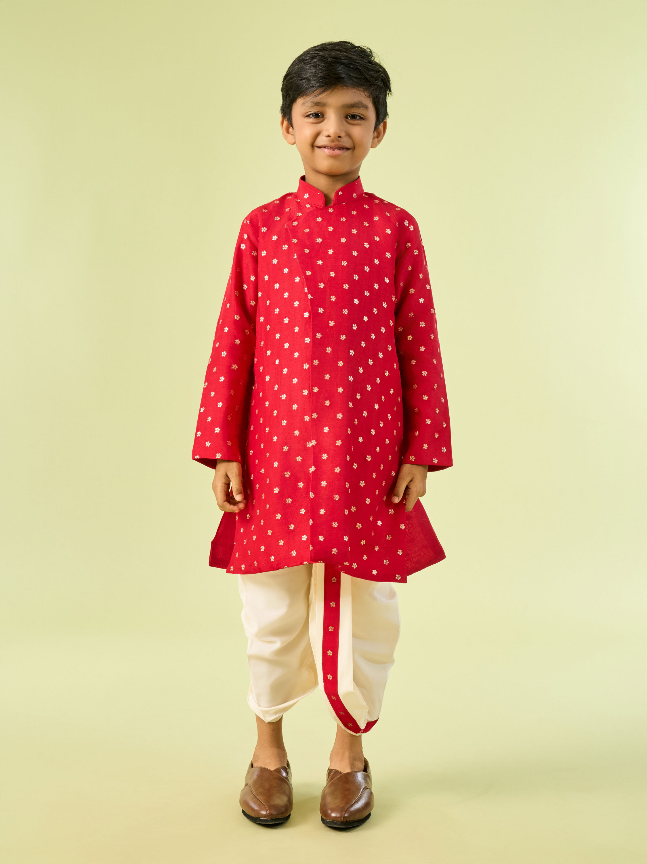 Manyavar Boys Radiant Rust Kurta Dhoti