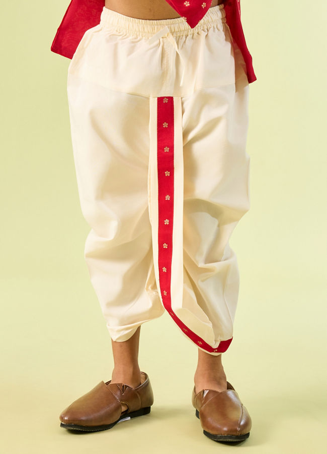 Manyavar Boys Radiant Rust Kurta Dhoti