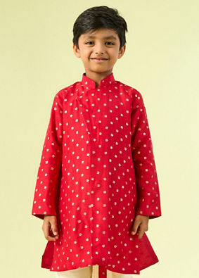 Manyavar Boys Radiant Rust Kurta Dhoti