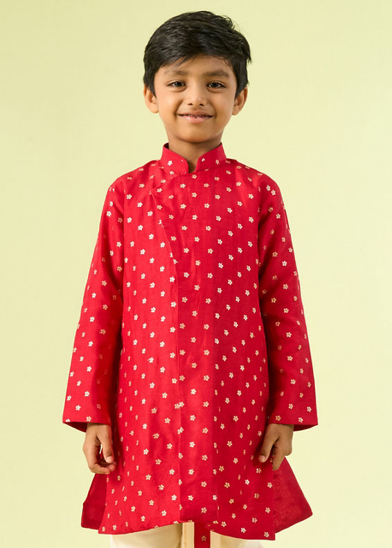 Manyavar Boys Radiant Rust Kurta Dhoti
