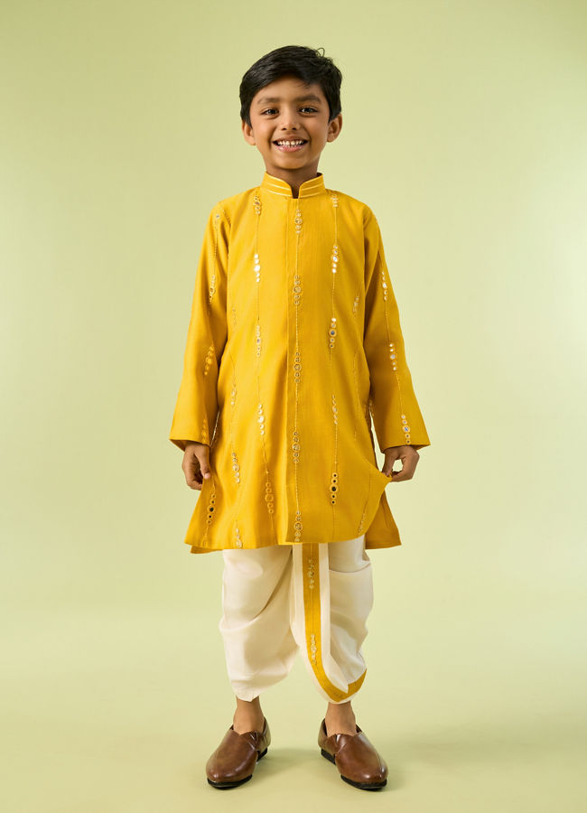 Manyavar Boys Radiant Yellow Kurta Dhoti