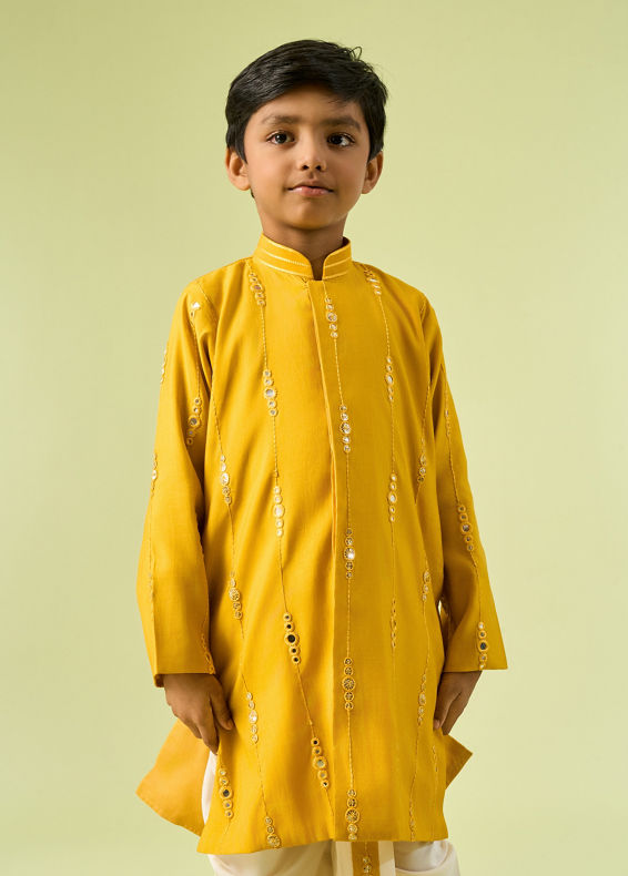Manyavar Boys Radiant Yellow Kurta Dhoti