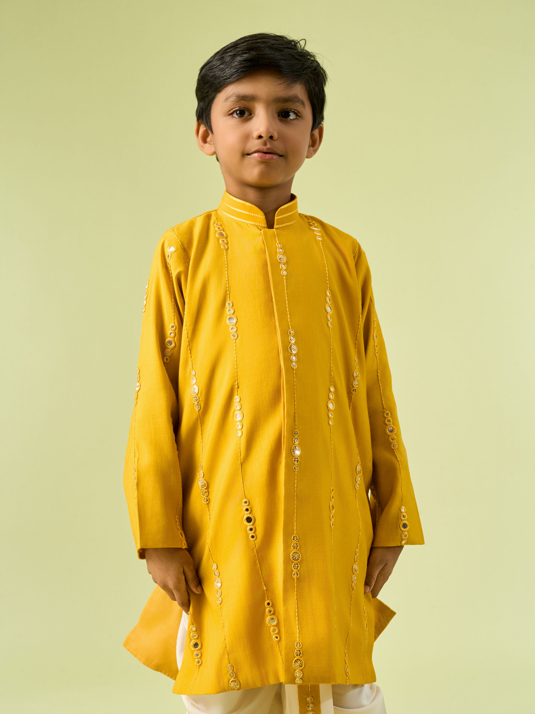 Manyavar Boys Radiant Yellow Kurta Dhoti