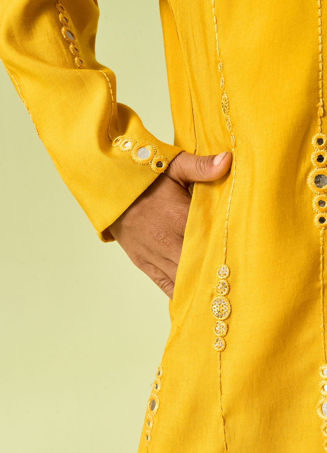 Manyavar Boys Radiant Yellow Kurta Dhoti