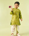 Manyavar Boys Green Splendor Kurta Dhoti