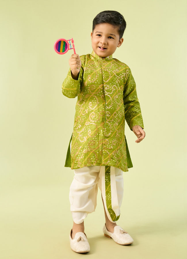 Manyavar Boys Green Splendor Kurta Dhoti