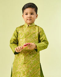 Manyavar Boys Green Splendor Kurta Dhoti