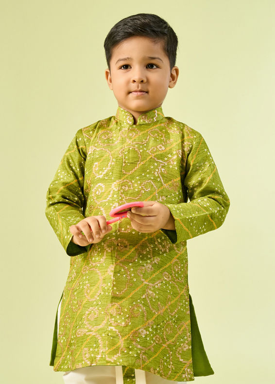 Manyavar Boys Green Splendor Kurta Dhoti