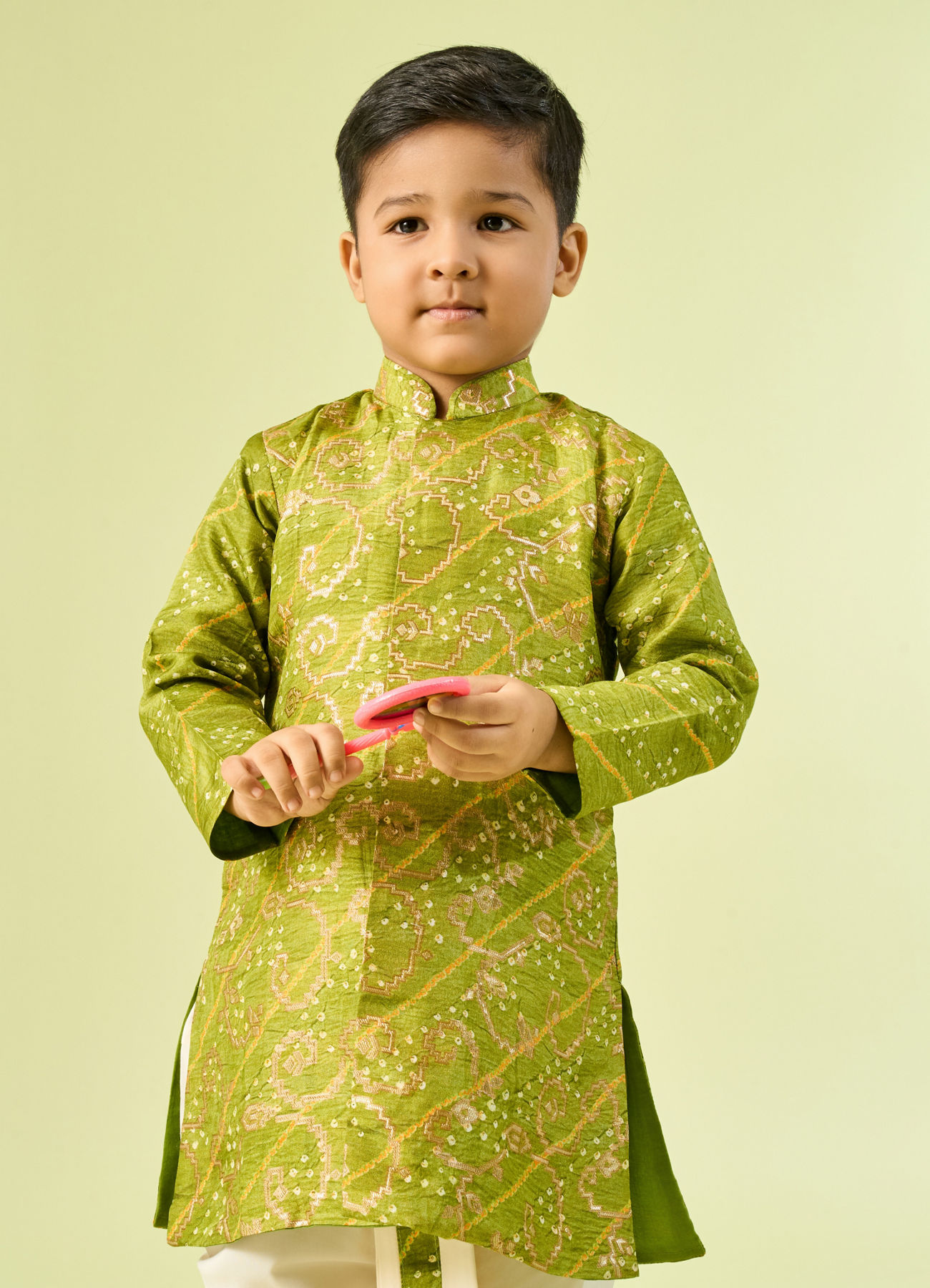 Manyavar Boys Green Splendor Kurta Dhoti