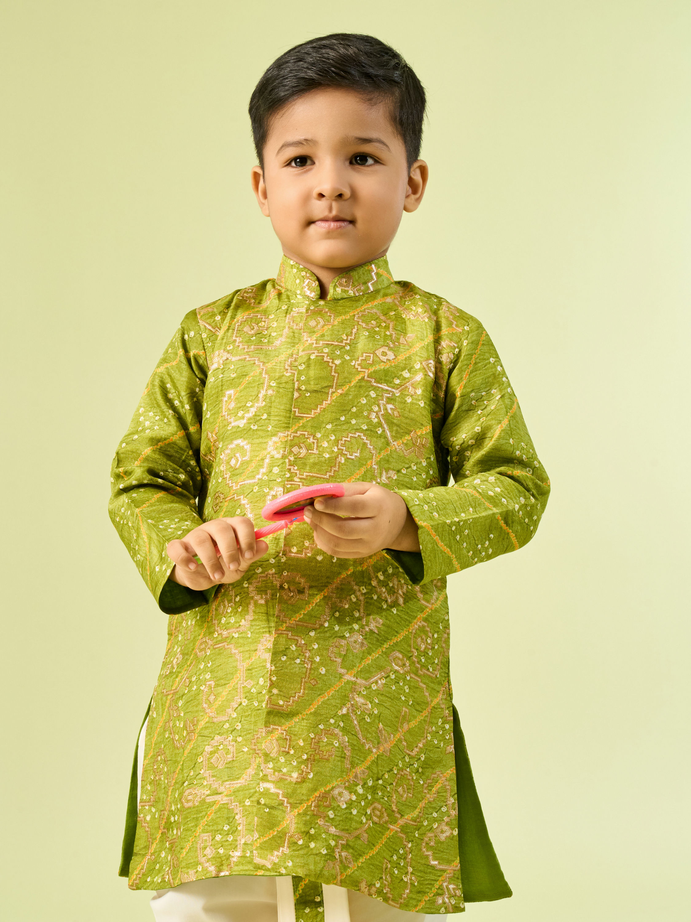 Manyavar Boys Green Splendor Kurta Dhoti