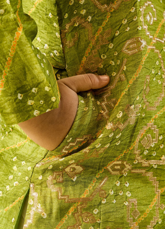 Manyavar Boys Green Splendor Kurta Dhoti