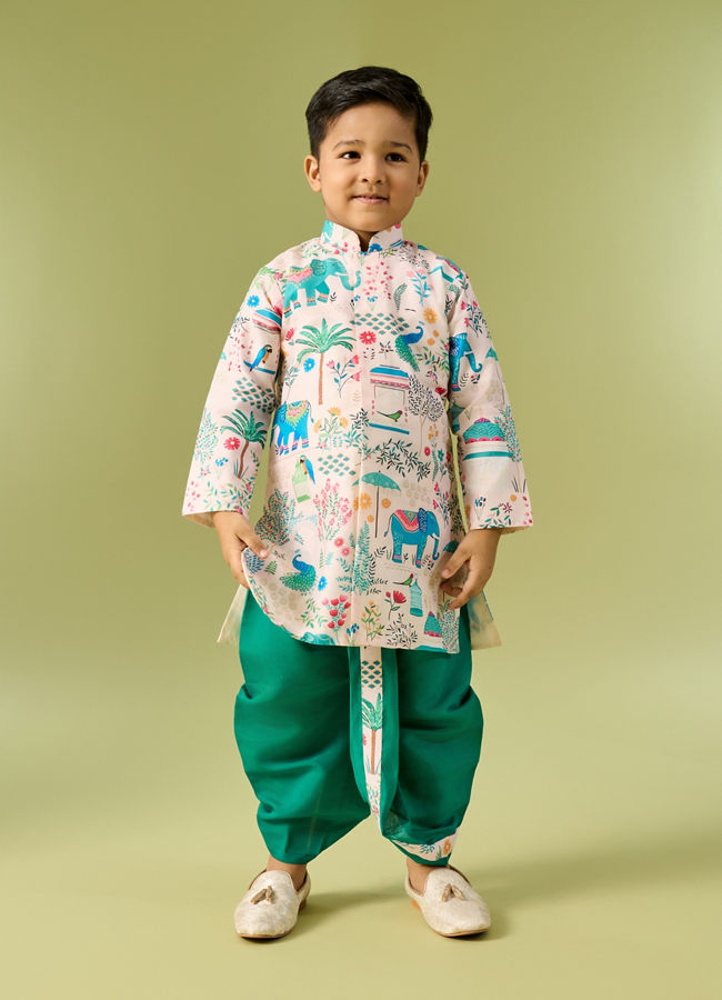 Manyavar Boys Cream Dreams Kurta Dhoti
