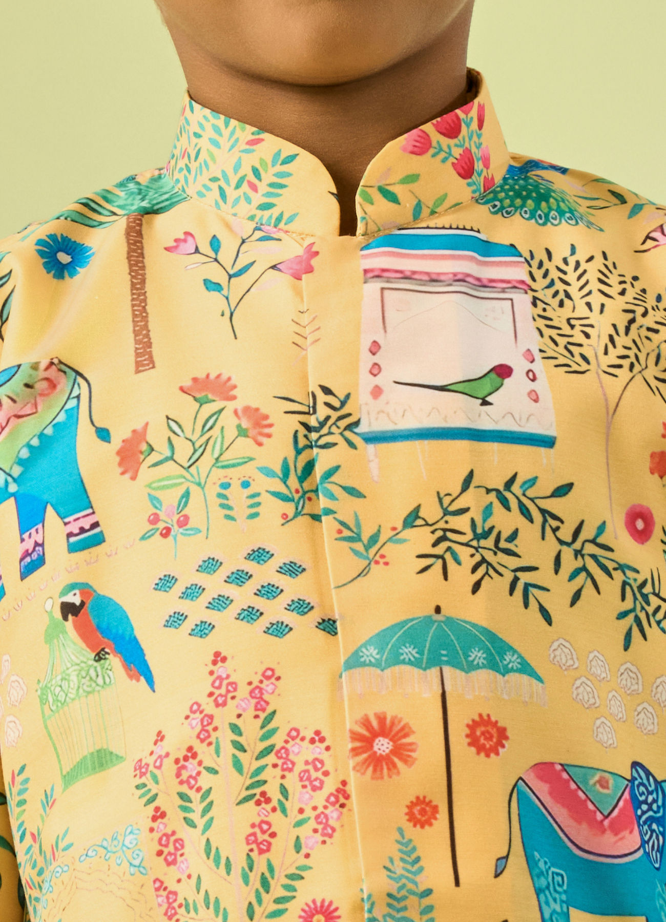 Manyavar Boys Golden Spectacle Yellow Kurta Dhoti