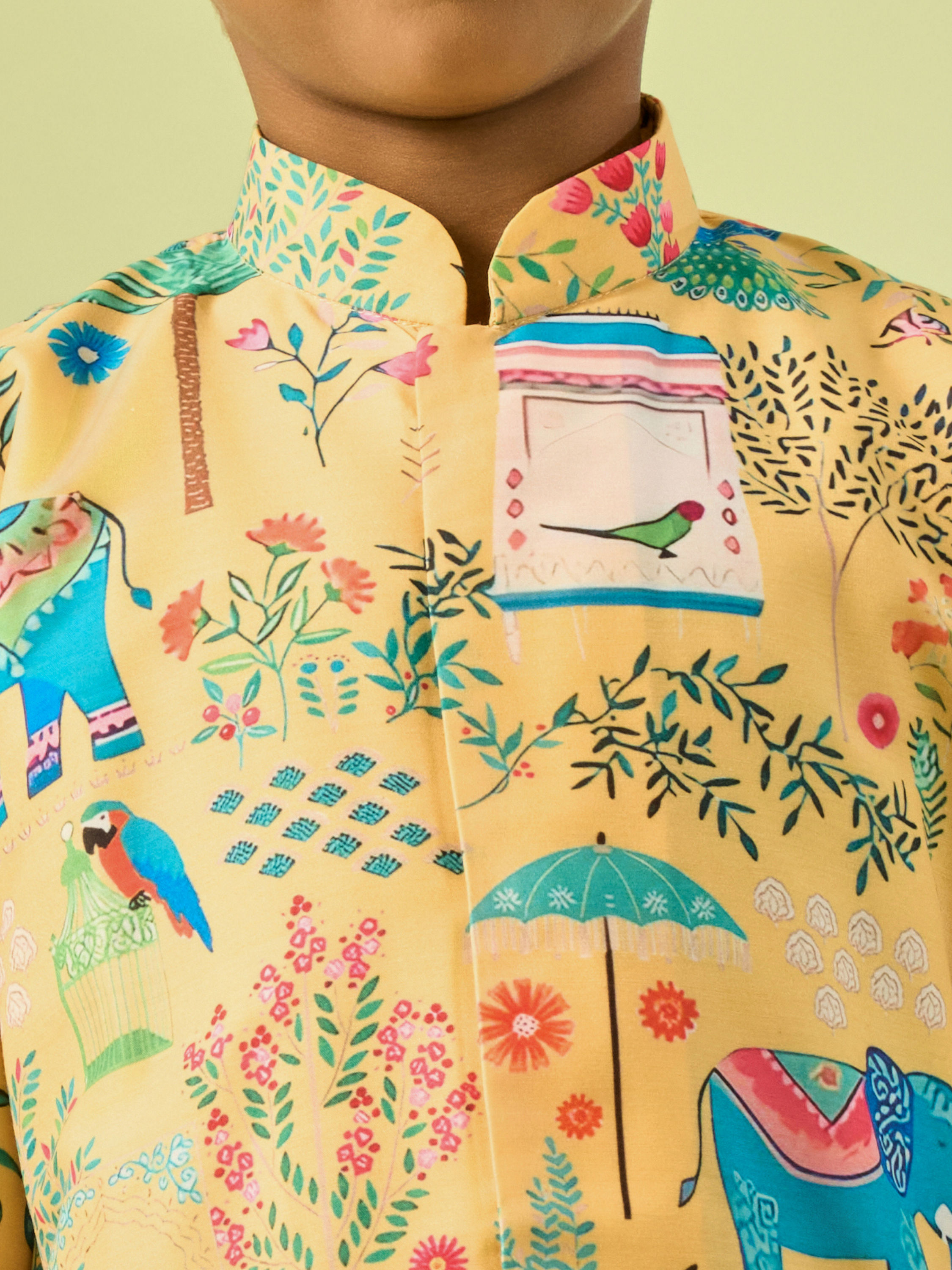 Manyavar Boys Golden Spectacle Yellow Kurta Dhoti