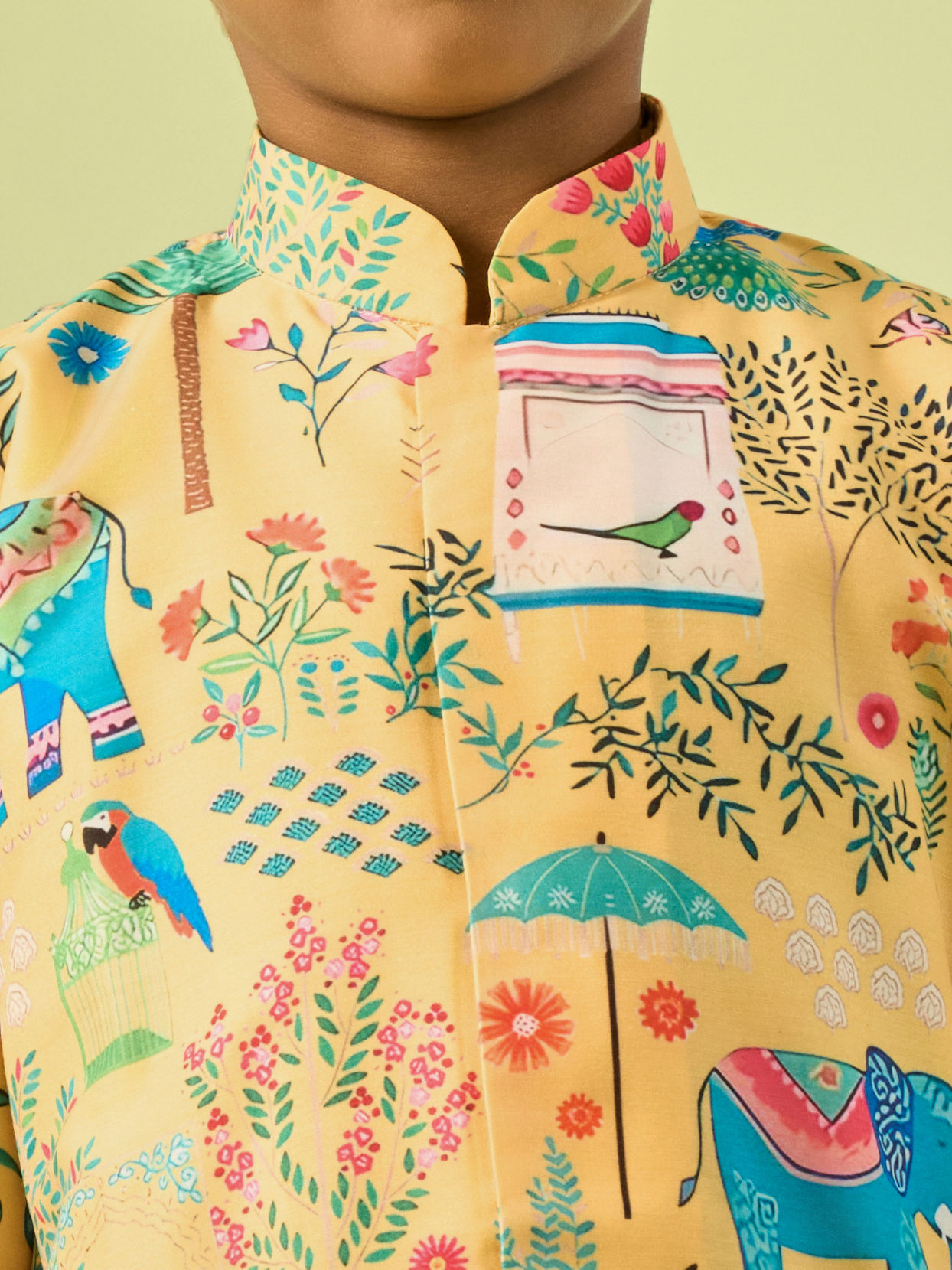 Manyavar Boys Golden Spectacle Yellow Kurta Dhoti