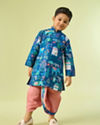 Manyavar Boys Royal Mid Blue Kurta Dhoti