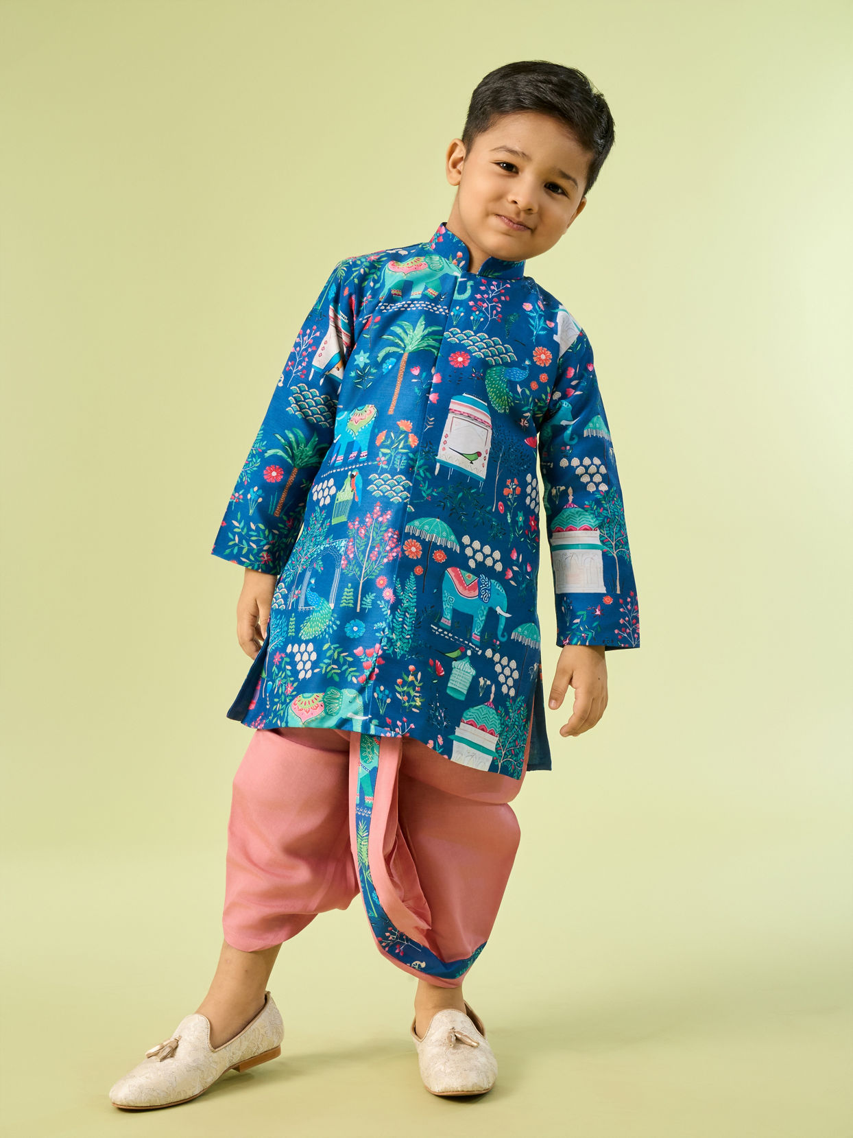 Manyavar Boys Royal Mid Blue Kurta Dhoti