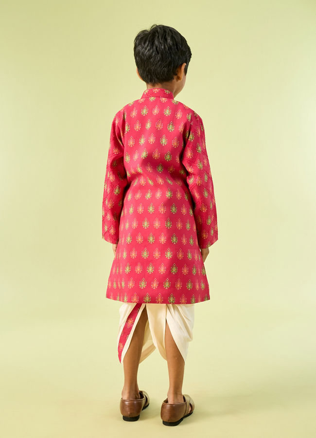 Manyavar Boys Rani Pink Festive Kurta Dhoti