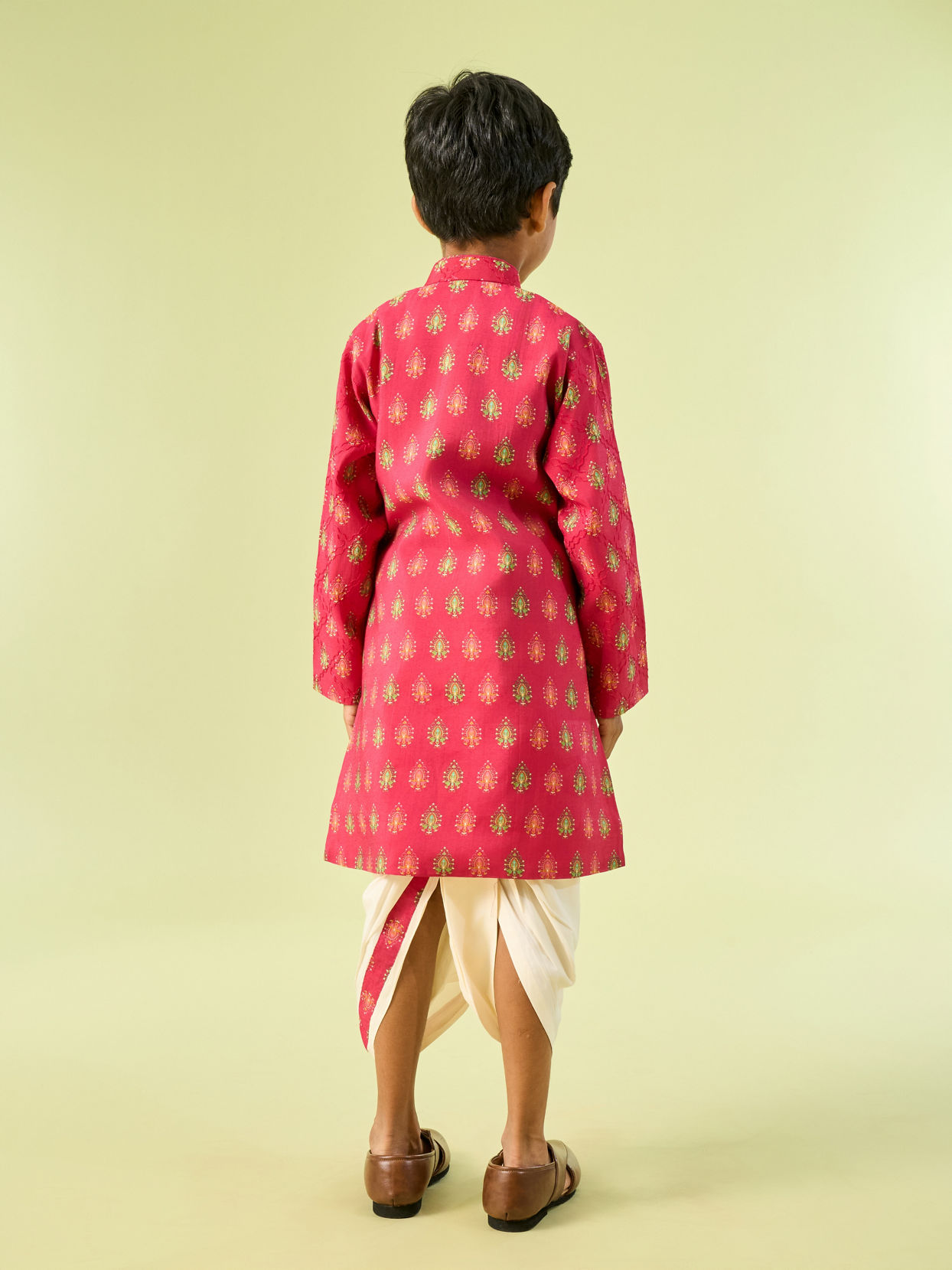 Manyavar Boys Rani Pink Festive Kurta Dhoti