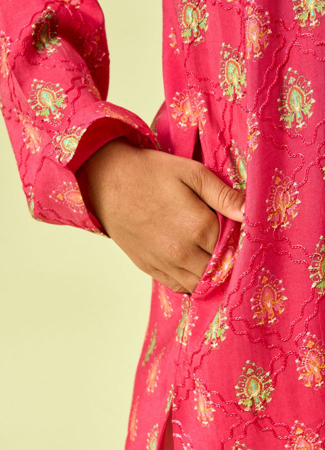 Manyavar Boys Rani Pink Festive Kurta Dhoti