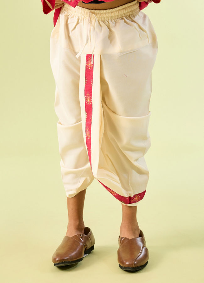 Manyavar Boys Rani Pink Festive Kurta Dhoti