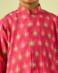 Manyavar Boys Rani Pink Festive Kurta Dhoti