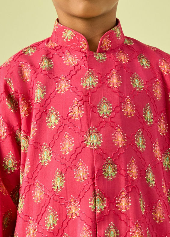 Manyavar Boys Rani Pink Festive Kurta Dhoti