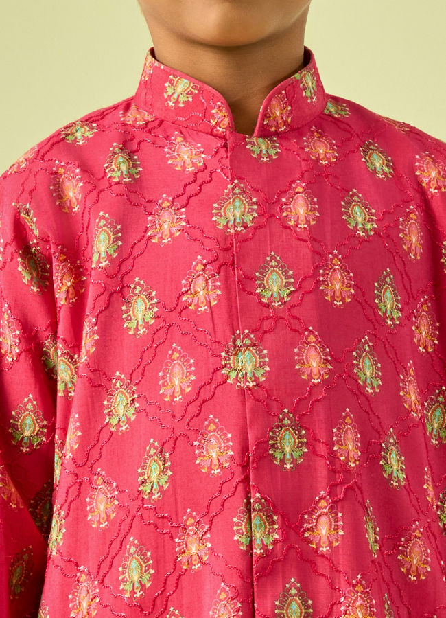 Manyavar Boys Rani Pink Festive Kurta Dhoti