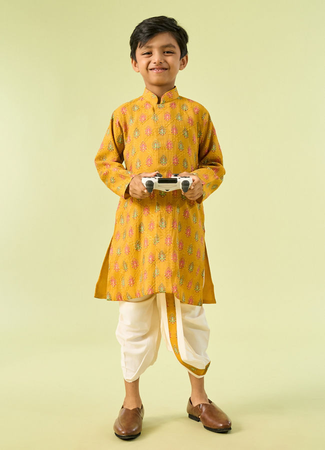 Manyavar Boys Mustard Magic Kurta Dhoti