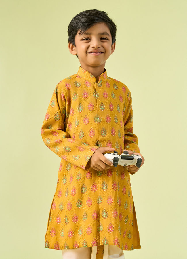 Manyavar Boys Mustard Magic Kurta Dhoti