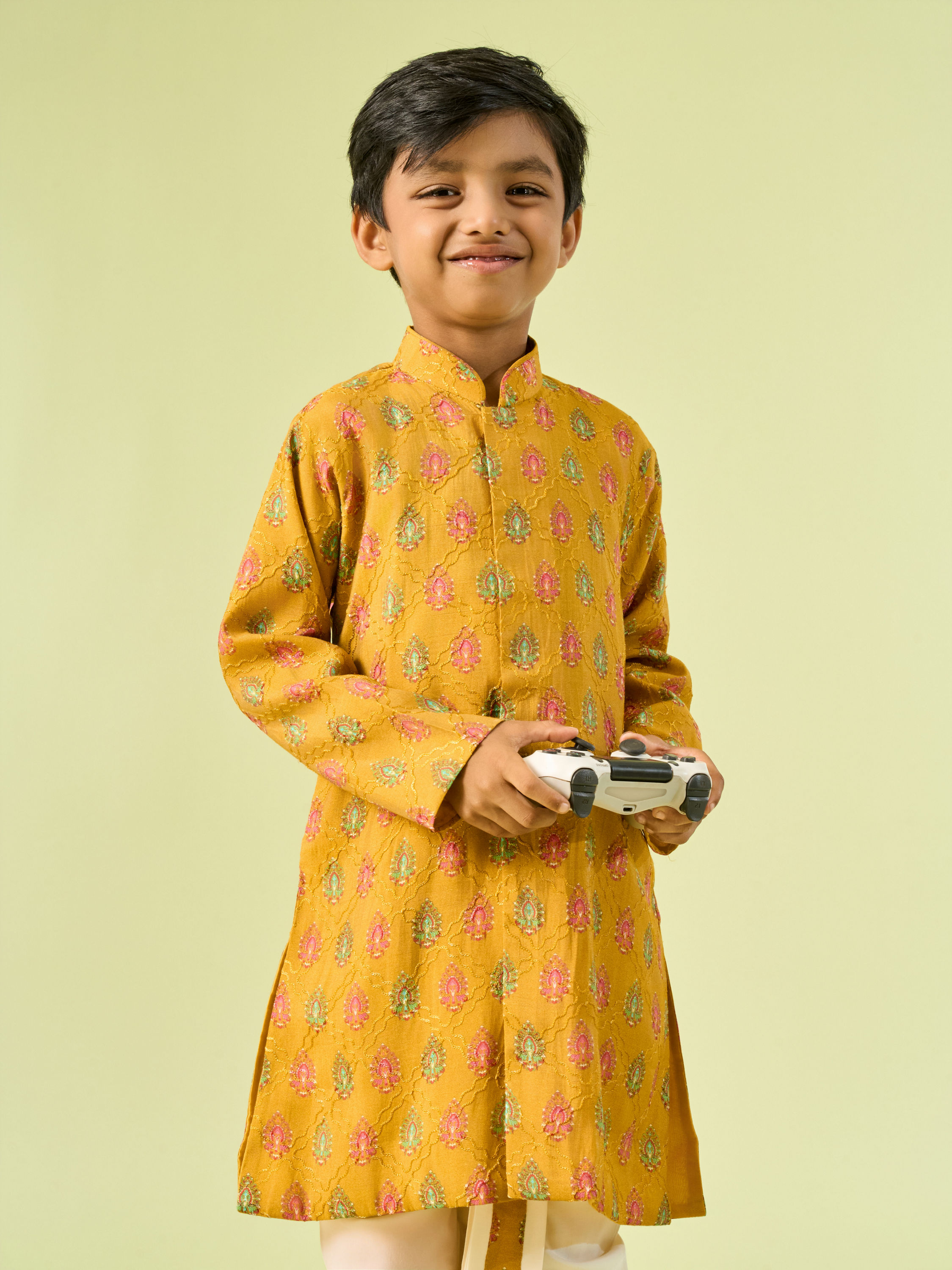 Manyavar Boys Mustard Magic Kurta Dhoti