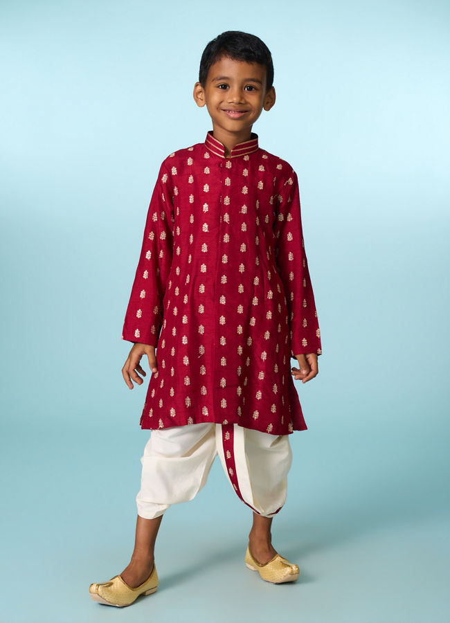 Manyavar Boys Maroon Opulence Kurta Dhoti
