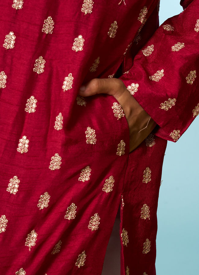 Manyavar Boys Maroon Opulence Kurta Dhoti