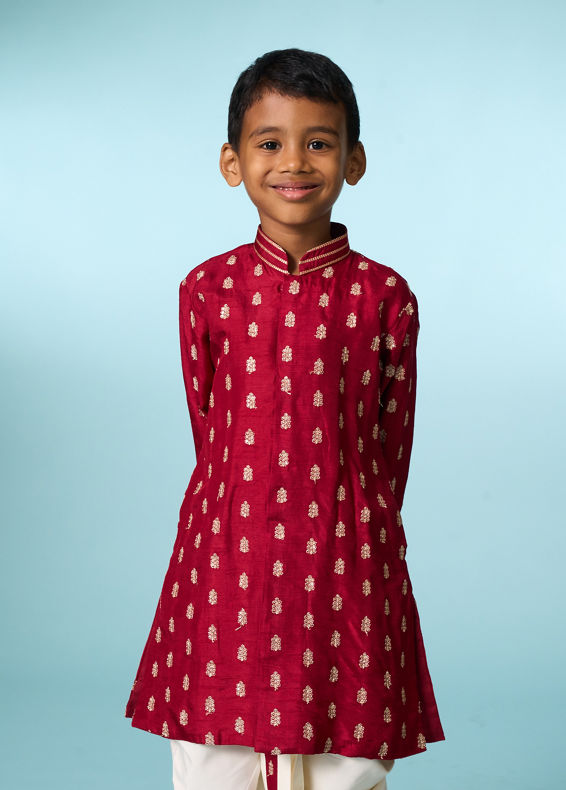 Manyavar Boys Maroon Opulence Kurta Dhoti