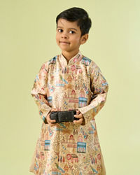 Manyavar Boys Beige Elegance Boys Kurta Dhoti