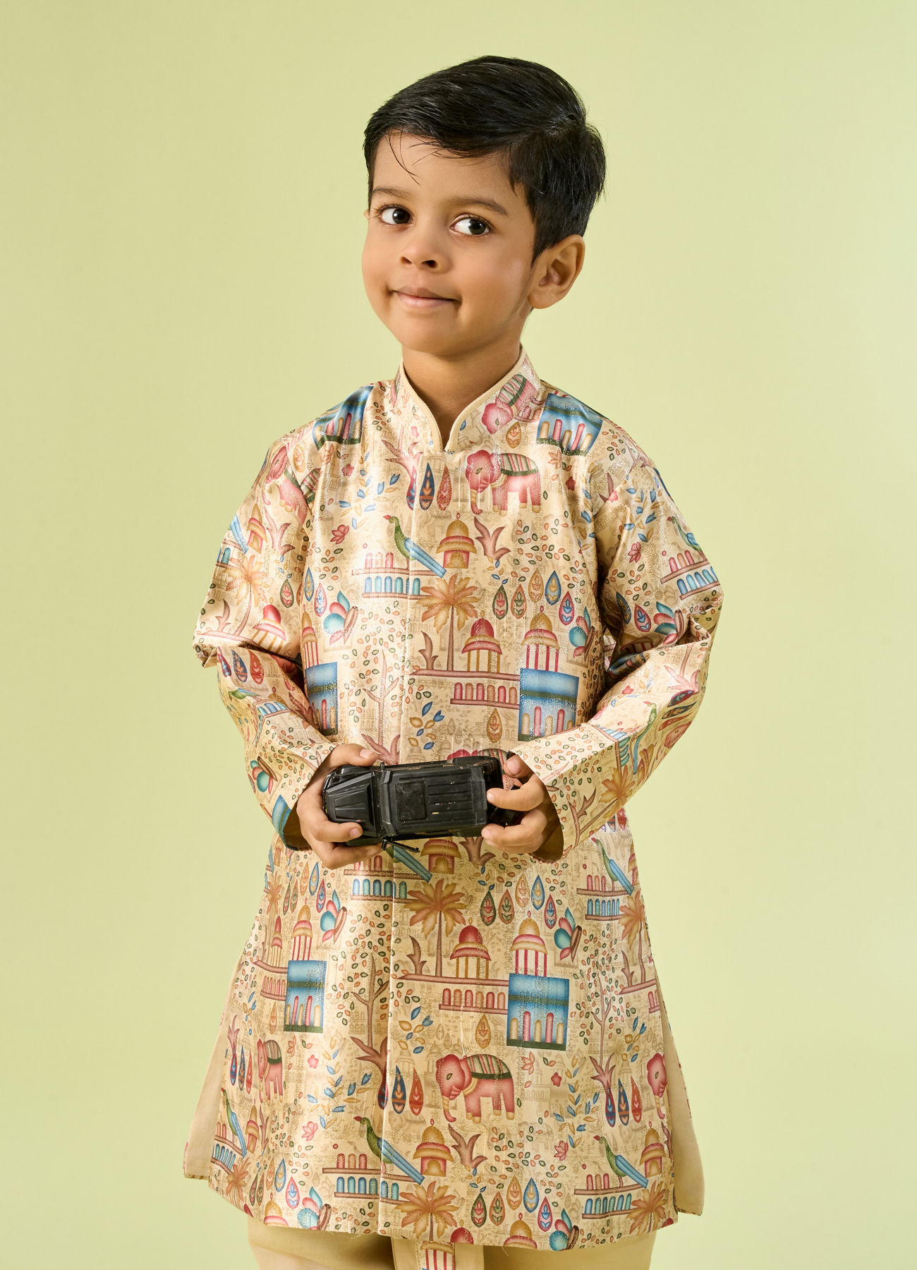 Manyavar Boys Beige Elegance Boys Kurta Dhoti